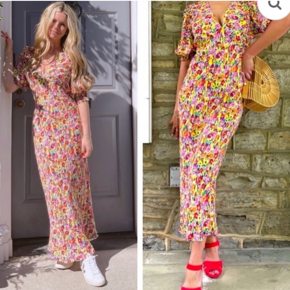 Rixo Floral Pink Maxi Dress